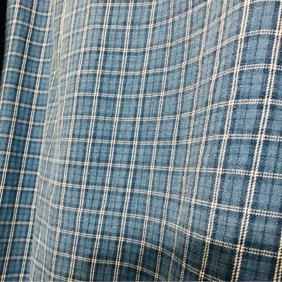 Vintage 90s Gap Flannel Shirt Mens L Blue Plaid L/S Cotton Button Down - Picture 4 of 7